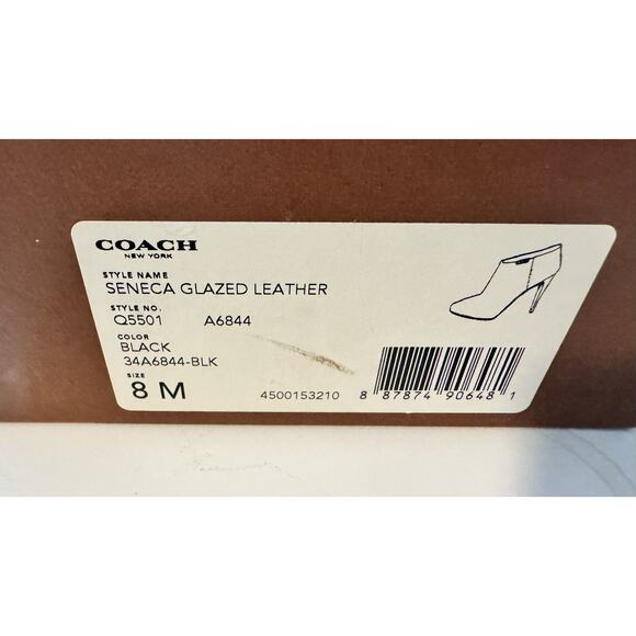 COACH Seneca Glazed Leather Black Booties Size 8M –Q5501 / A6844 - Picture 4 of 4